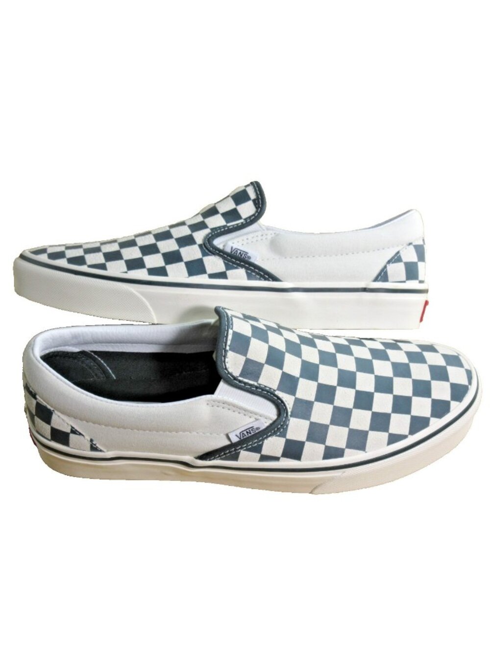 Vans Men's Classic Slip On Checkerboard Green True White Shoes Size 9 NIB